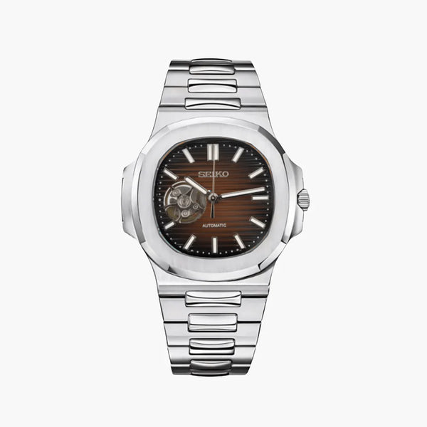 NAUTIKO SILVER BROWN OPEN HEART